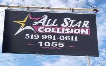 All Star Collision cabinet sign