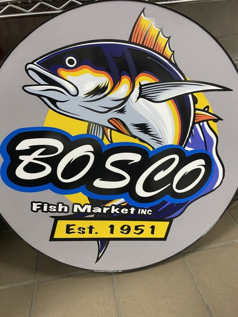 Bosco Fish Market cabinet sign