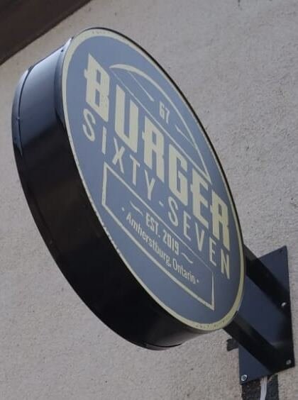Burger Sixty-Seven cabinet sign