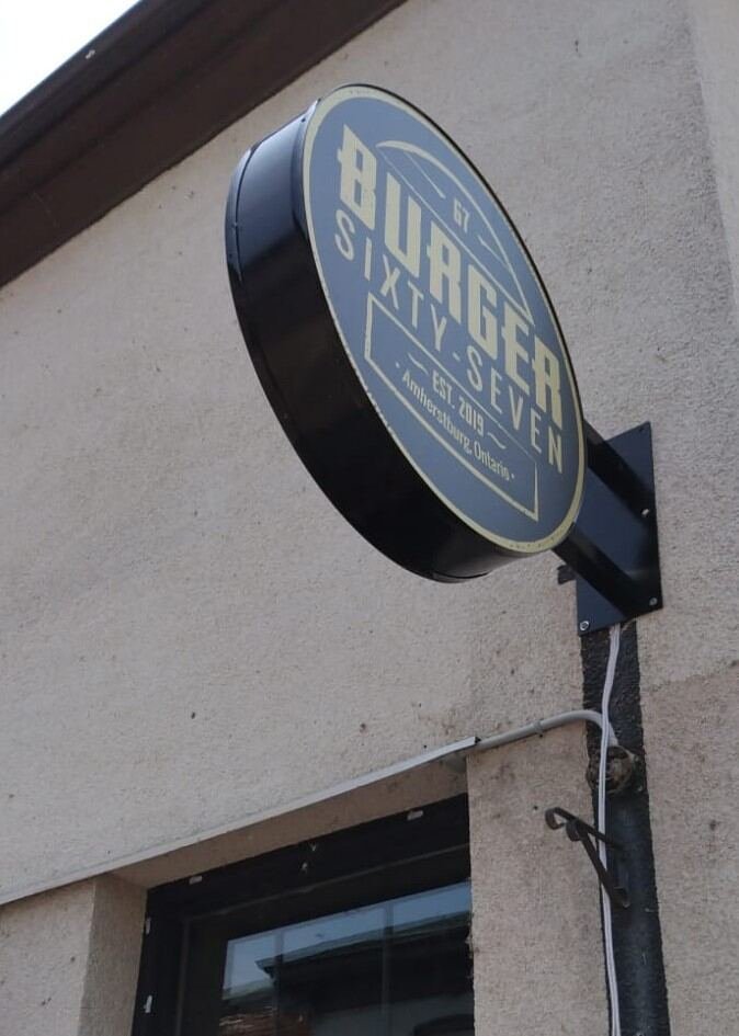 Burger Sixty-Seven cabinet sign
