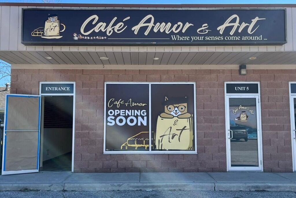 Café Amor & Art cabinet sign