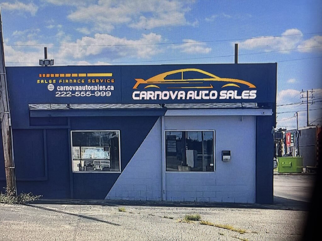 Carnova Auto Sales cabinet sign