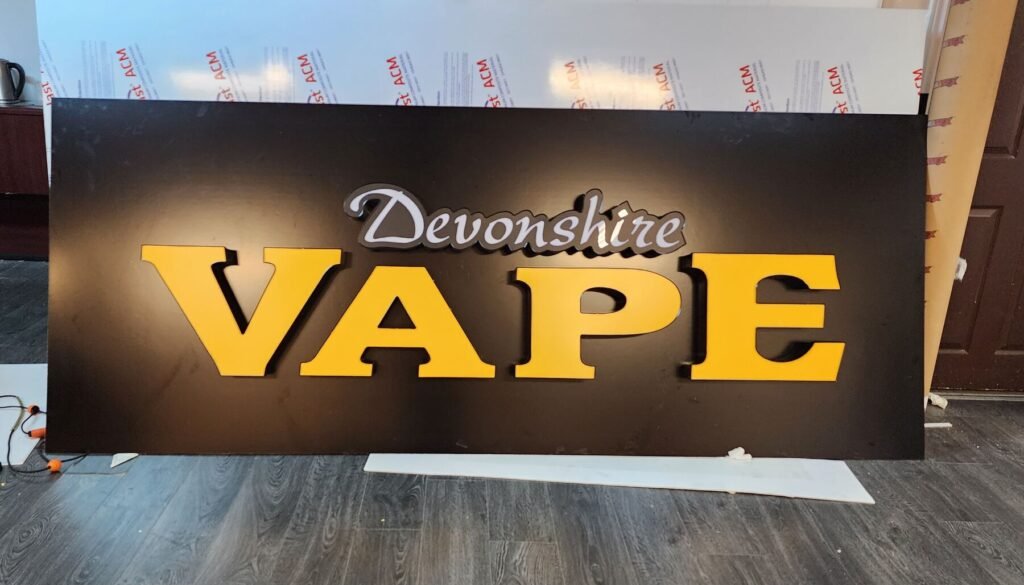Devonshire Vape cabinet sign
