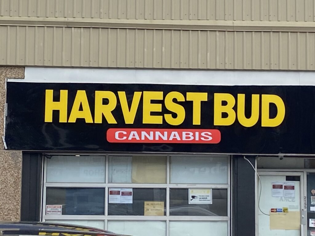 Harvest Bud Cannabis cabinet sign