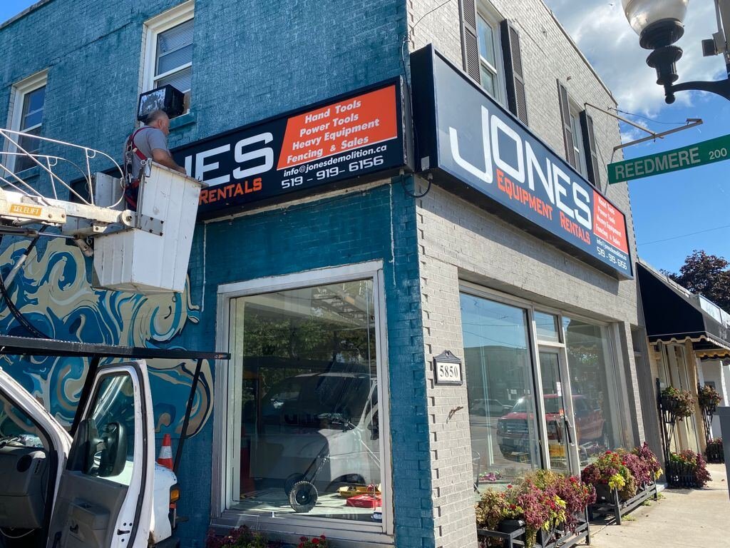 Jones Equipment Rentals cabinet sign