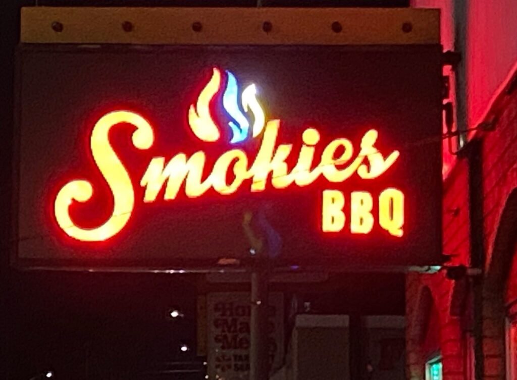 Smokies BBQ cabinet sign