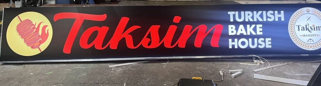 Taksim Turkish Bake House cabinet sign