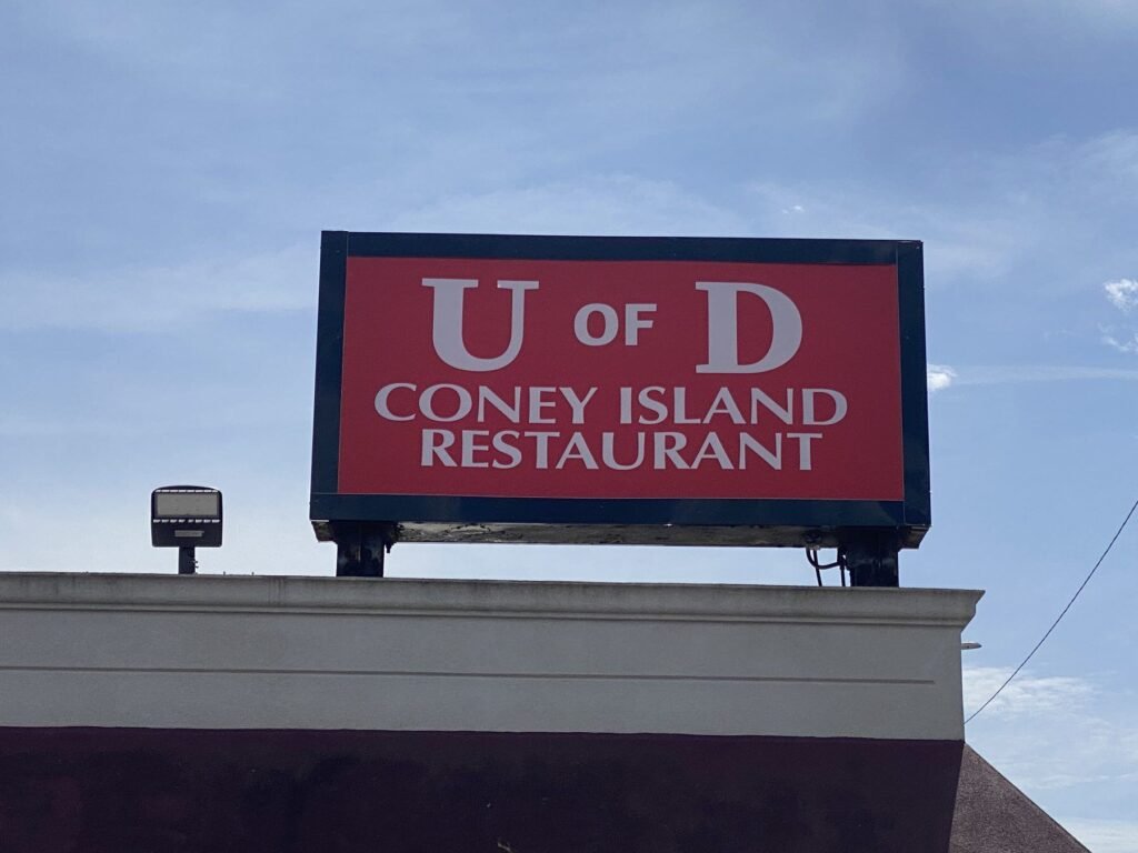 U of D Coney Island Restaurant cabinet sign