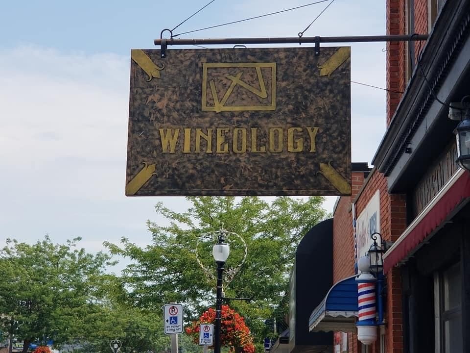 Wineology cabinet sign