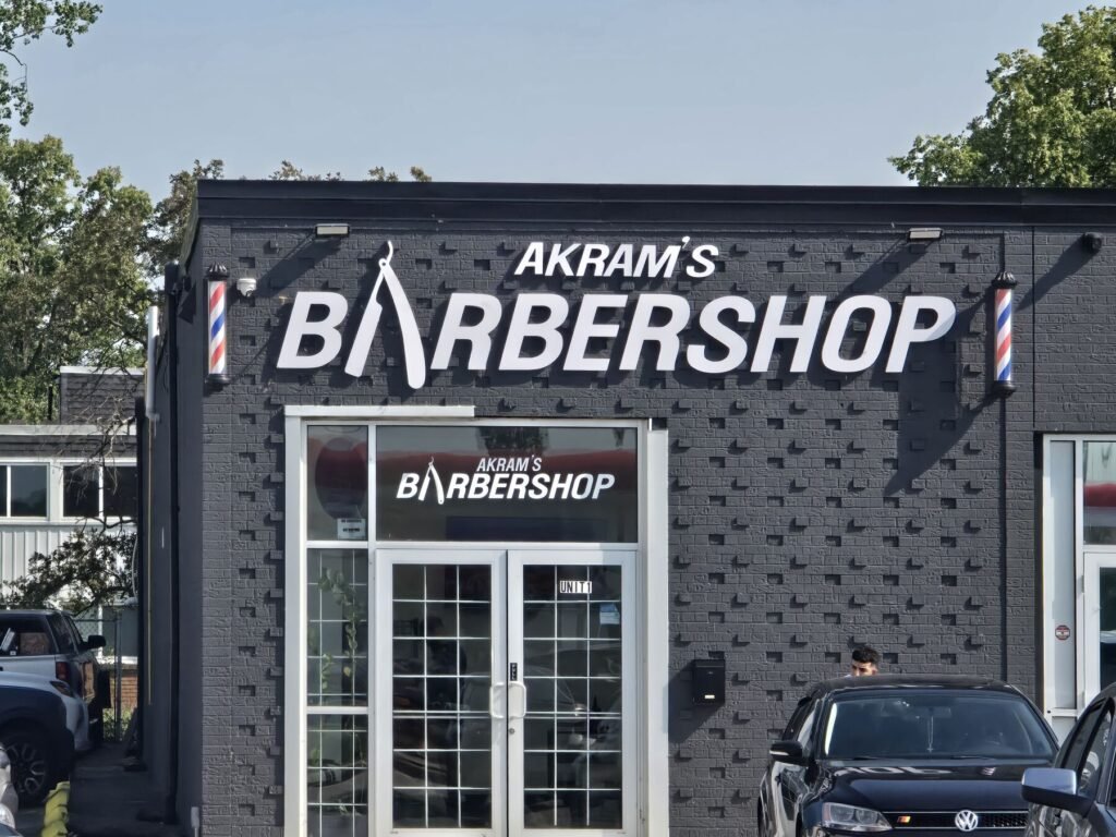 Akram's Barbershop channel letters