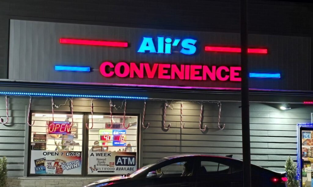 Ali's Convenience channel letters