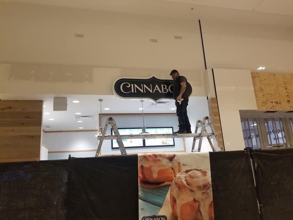 Cinnabon sign installation