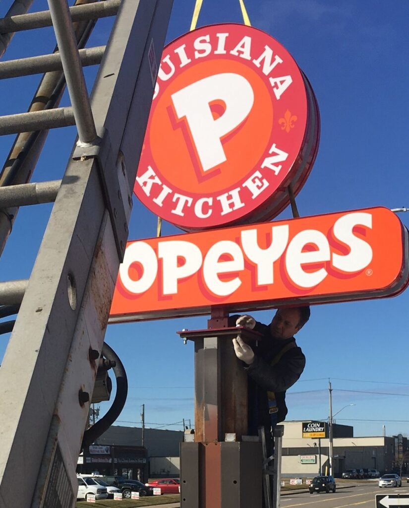 Popeyes sign installation