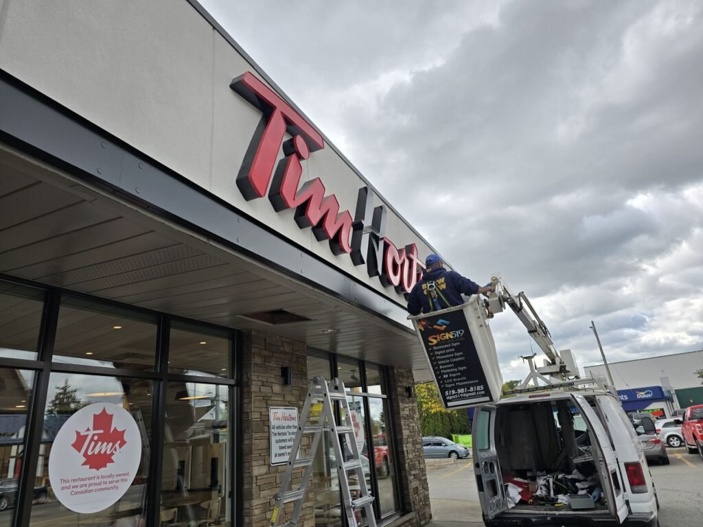 Tim Hortons sign installation