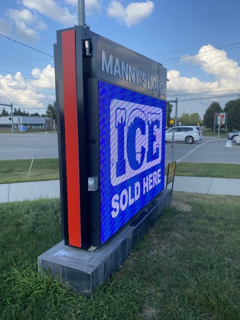 Manny's Liquor LED digital sign by Clays Design