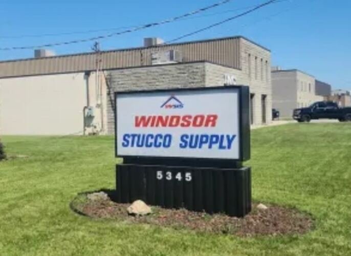 Windsor Stucco Supply pylon and monument sign