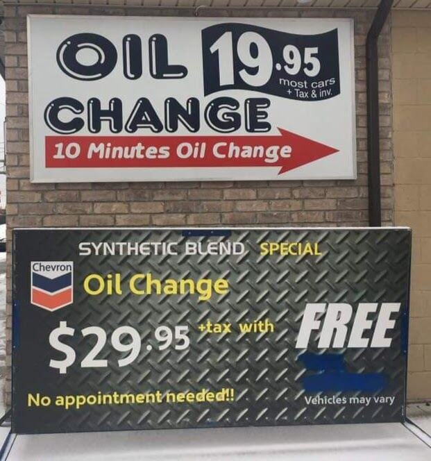 Oil Change Signs printing and graphics