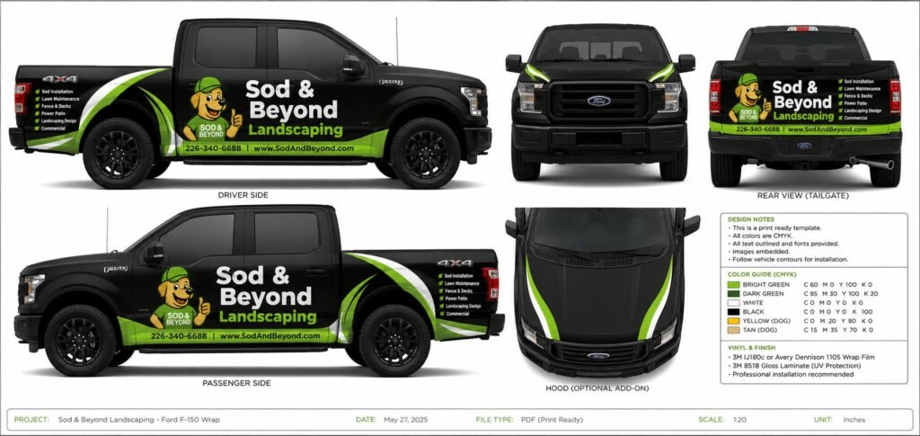 Sod & Beyond Landscaping printing and graphics